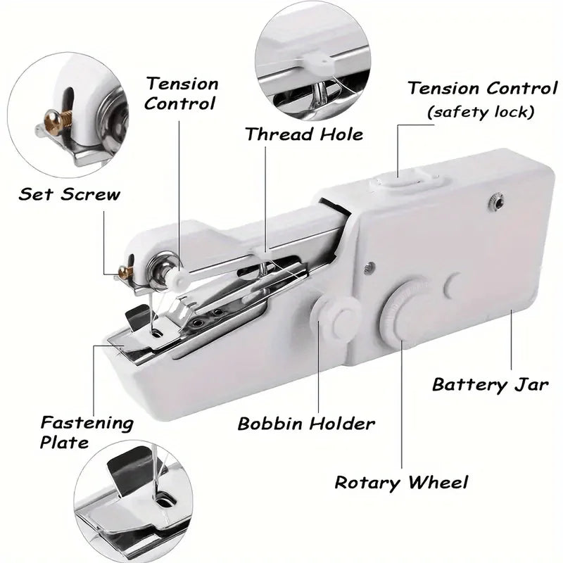 Kit de Couture Portable | Machine à Coudre Manuelle sur Piles pour Vêtements et Tissus avec Accessoires