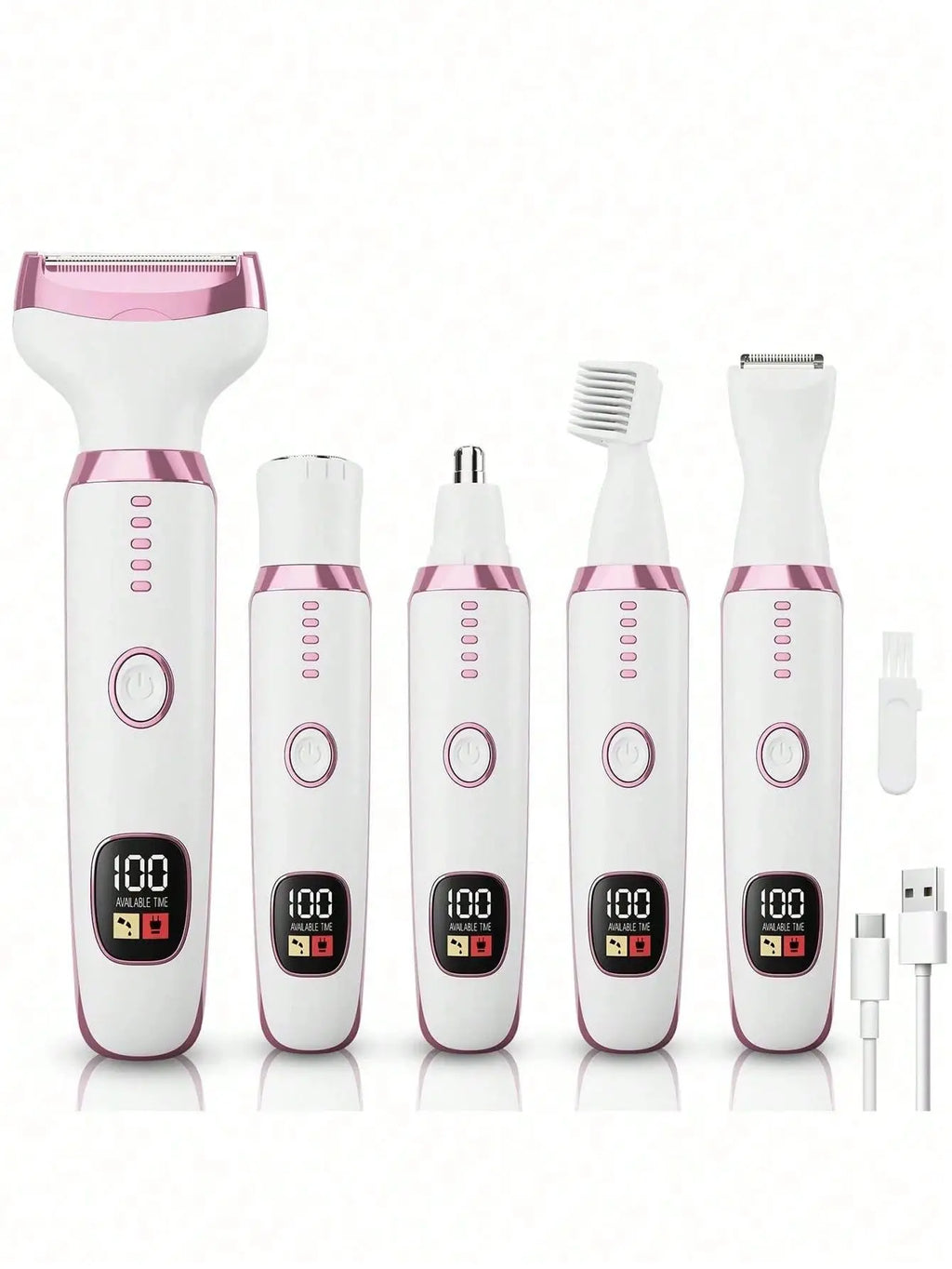 Épilateur Femme 5-en-1 Rechargeable | Rasoir Jambes et Aisselles avec Lames Inox et Écran LED