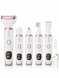 Épilateur Femme 5-en-1 Rechargeable | Rasoir Jambes et Aisselles avec Lames Inox et Écran LED