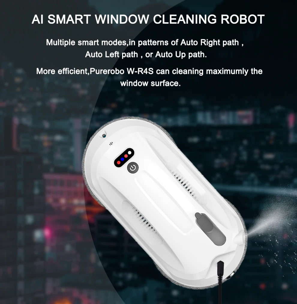 Robot nettoyeur de vitres Purerobo W-R4S : aspirateur robot ultra-fin à haute puissance d'aspiration pour le nettoyage des vitres de la maison
