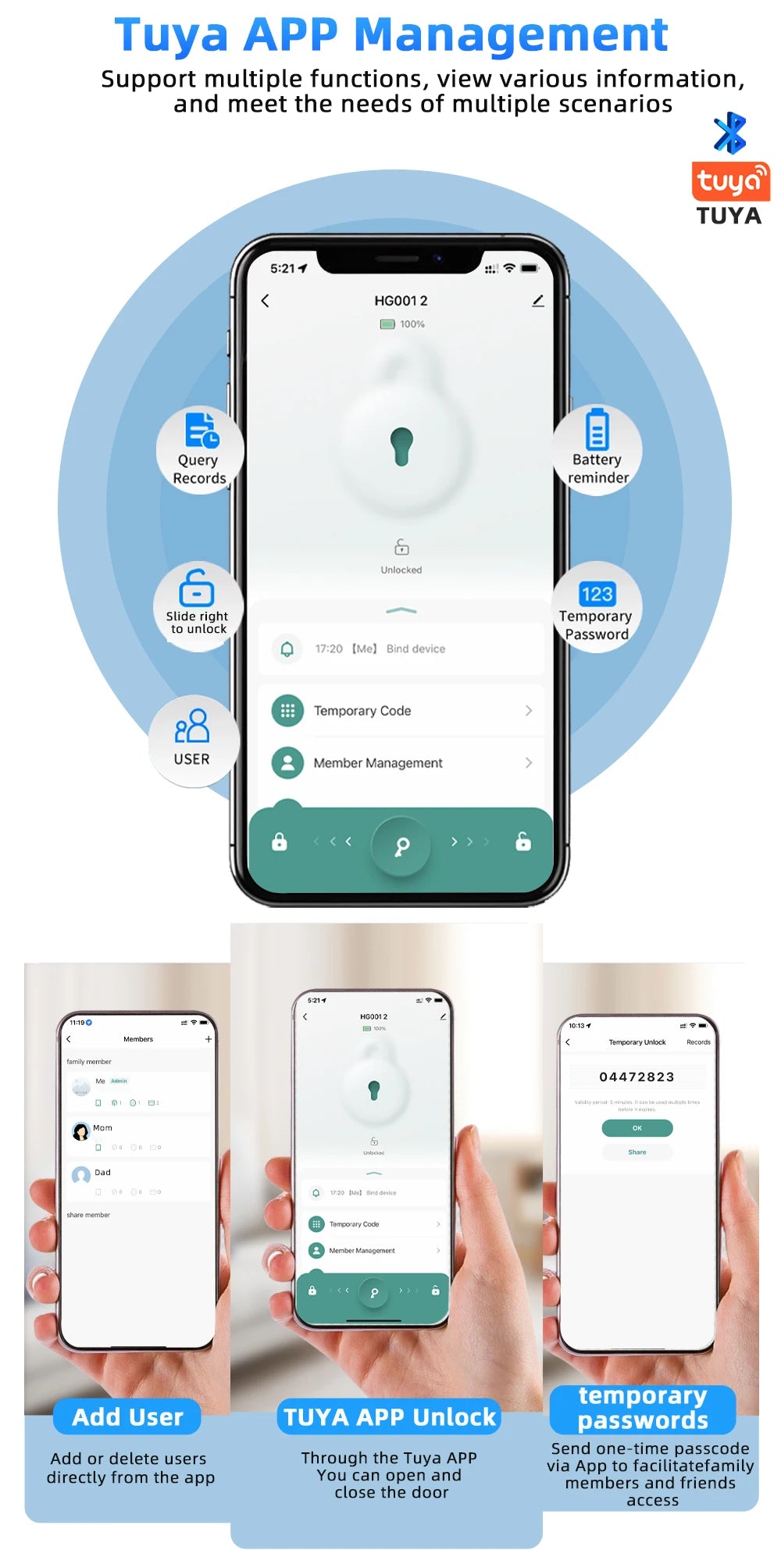Serrure Intelligente RAYKUBE G18 pour Porte Vitre | Tuya, Empreinte Digitale, Carte et Mot de Passe