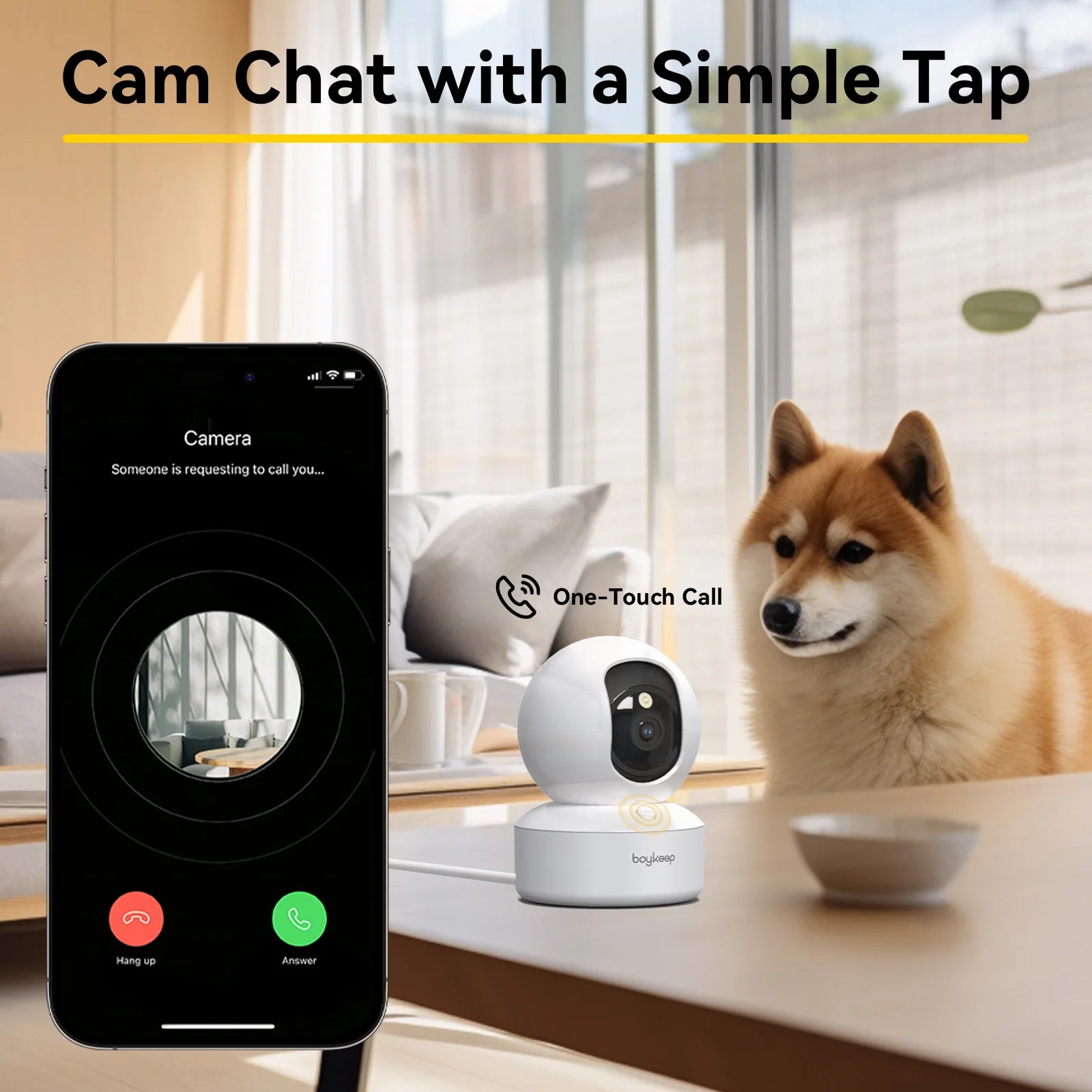 Caméra de Surveillance Boykeep 2K | Wi-Fi 5G/2,4 GHz, Vision Nocturne, Audio et Rotation 360°