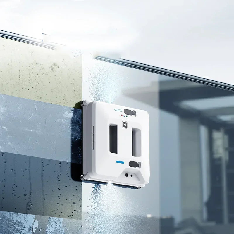 Nettoyeur de vitres carré 1 pièce avec réservoir, robot de nettoyage automatique intelligent sans cadre à double jet d'eau pour vitres