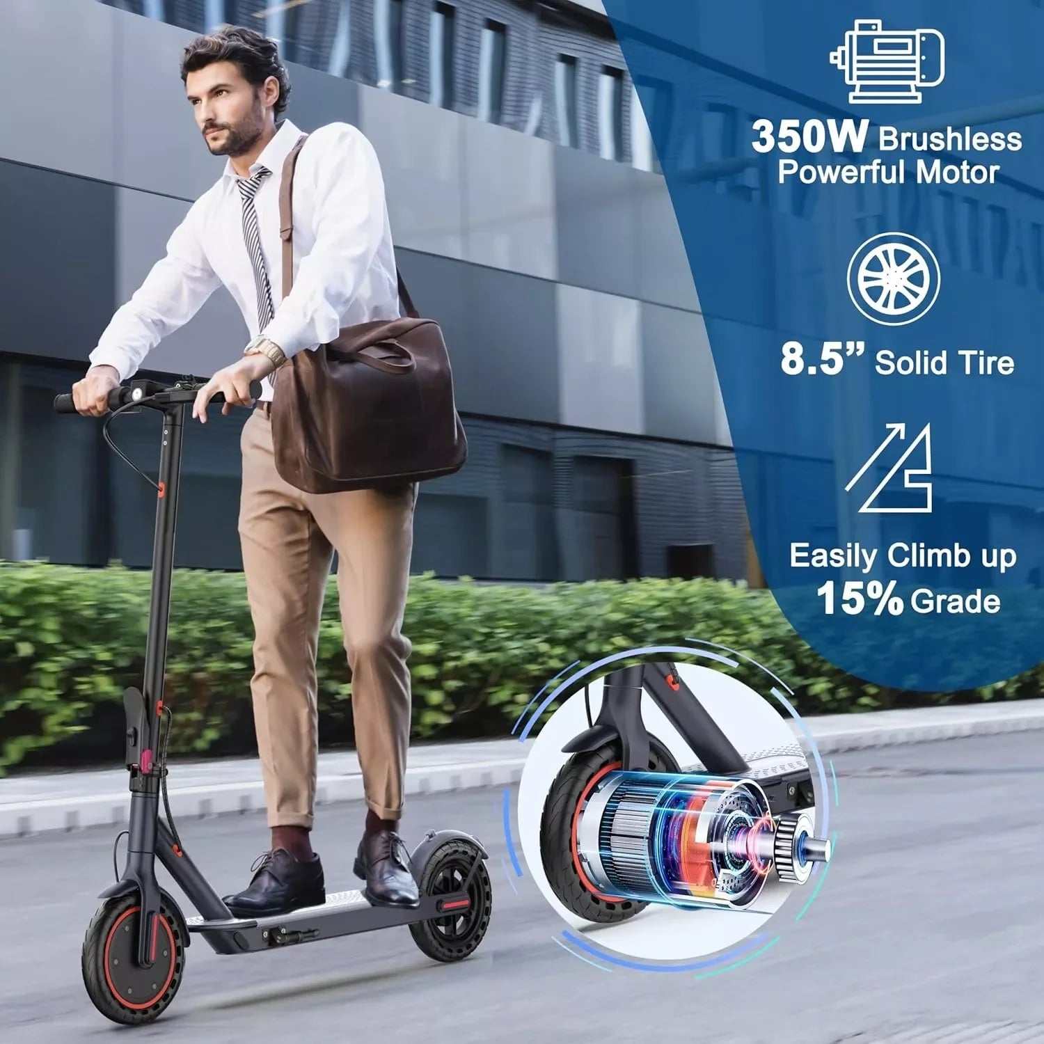 Trottinette électrique AOVOPRO LADPED LP60, 350 W, vitesse maximale de 30 km/h, pneus de 21,6 cm, souple, autonomie maximale de 25,7 km, pour adulte.