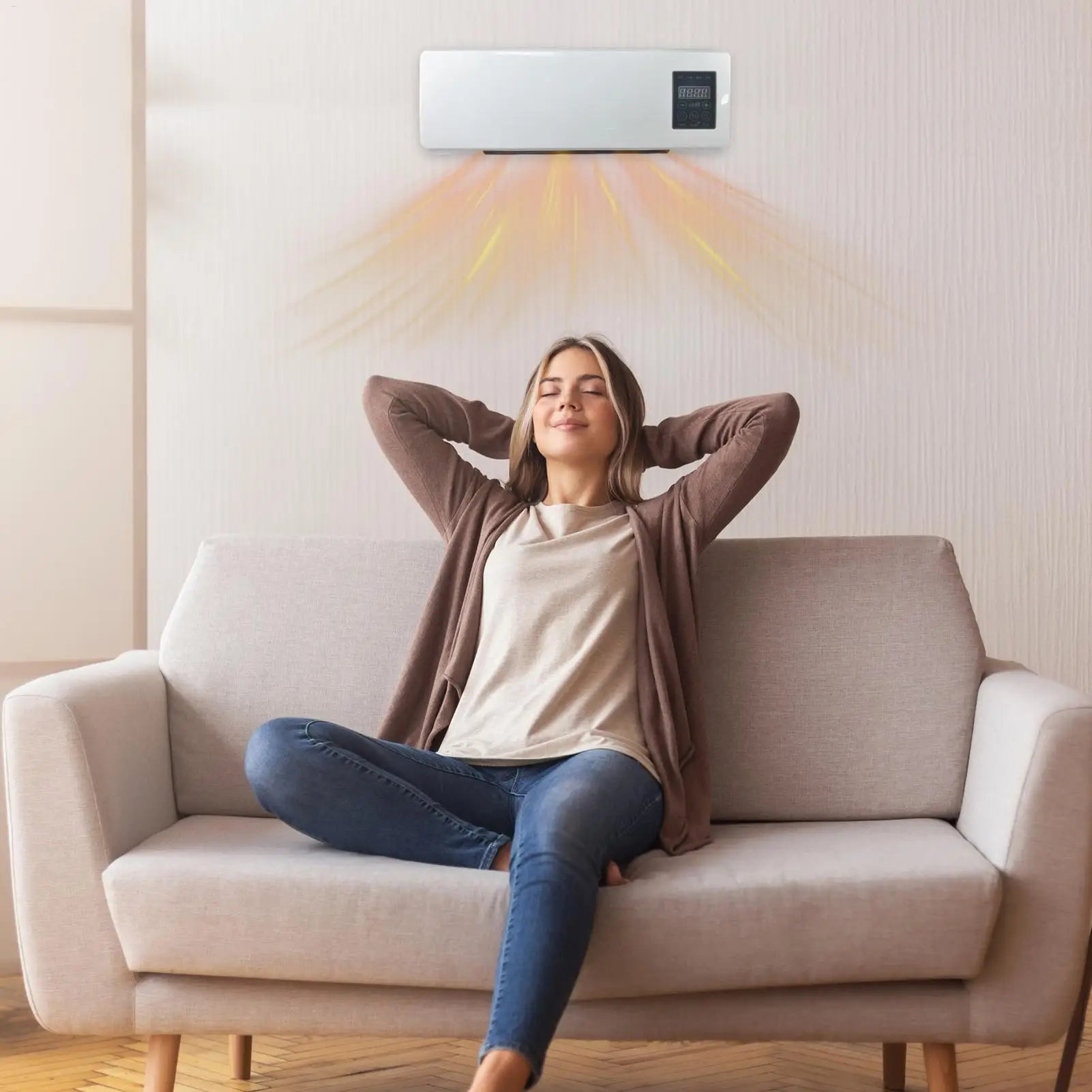Ventilateur de climatisation portable blanc, certifié DEEE
