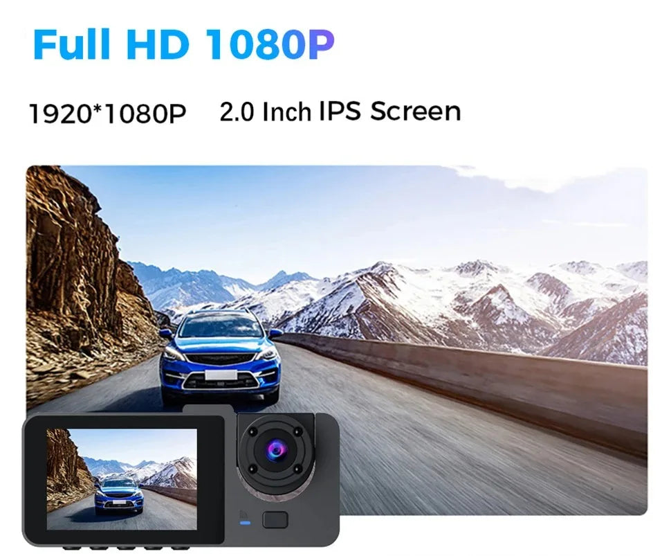 Caméra embarquée pour voiture, enregistreur vidéo HD 1080p, boîtier noir DVR à double objectif avec caméra de recul pour véhicule
