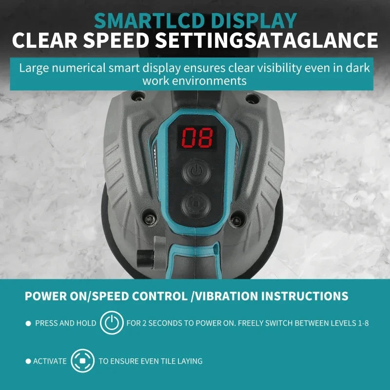 Outil de Pose de Carrelage Électrique Makita | Niveleuse Vibrante 10 000 RPM avec 8 Vitesses et Batterie Longue Autonomie