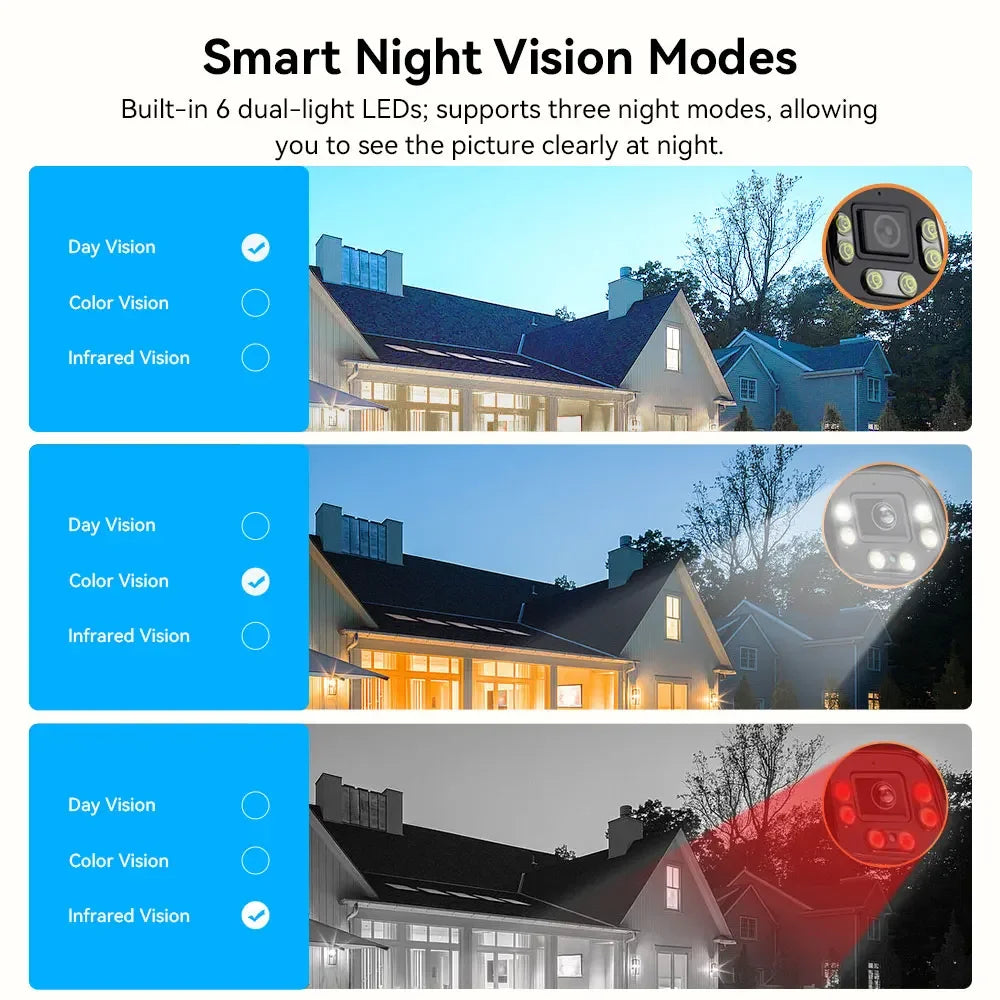 Caméra IP 4K 8MP, caméra extérieure étanche AHD 4MP, audio bidirectionnel, vision nocturne couleur, système de surveillance domestique