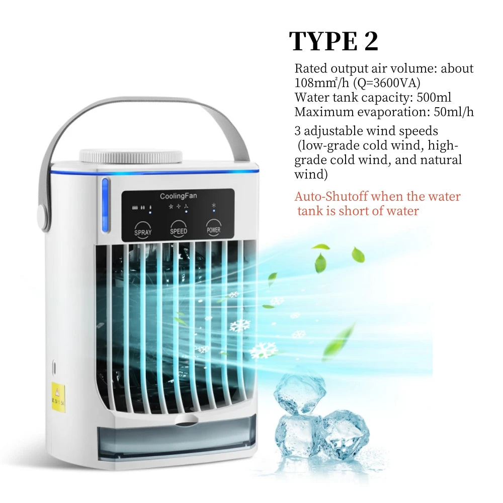 Rafraîchisseur d'Air Portable | Climatiseur Compact Rechargeable avec Brumisateur et Humidificateur