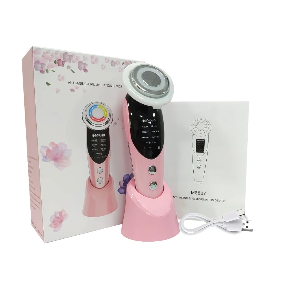 Masseur Facial 7-en-1 EMS & LED | Appareil de Beauté Anti-Âge pour Lifting et Raffermissement du Visage