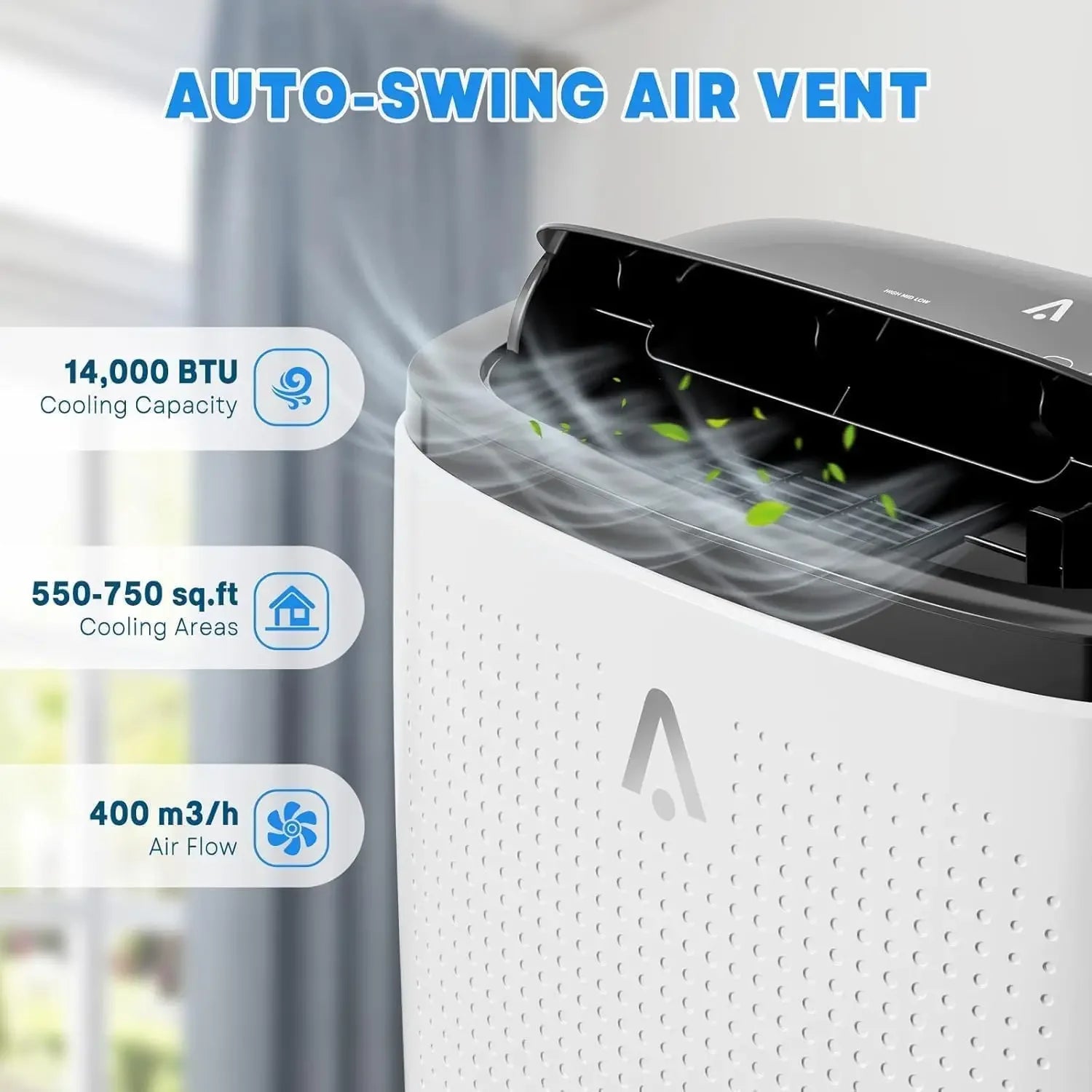 Climatiseur Mobile 14 000 BTU | Refroidit jusqu'à 750 pi², Déshumidificateur 3-en-1 et Télécommande