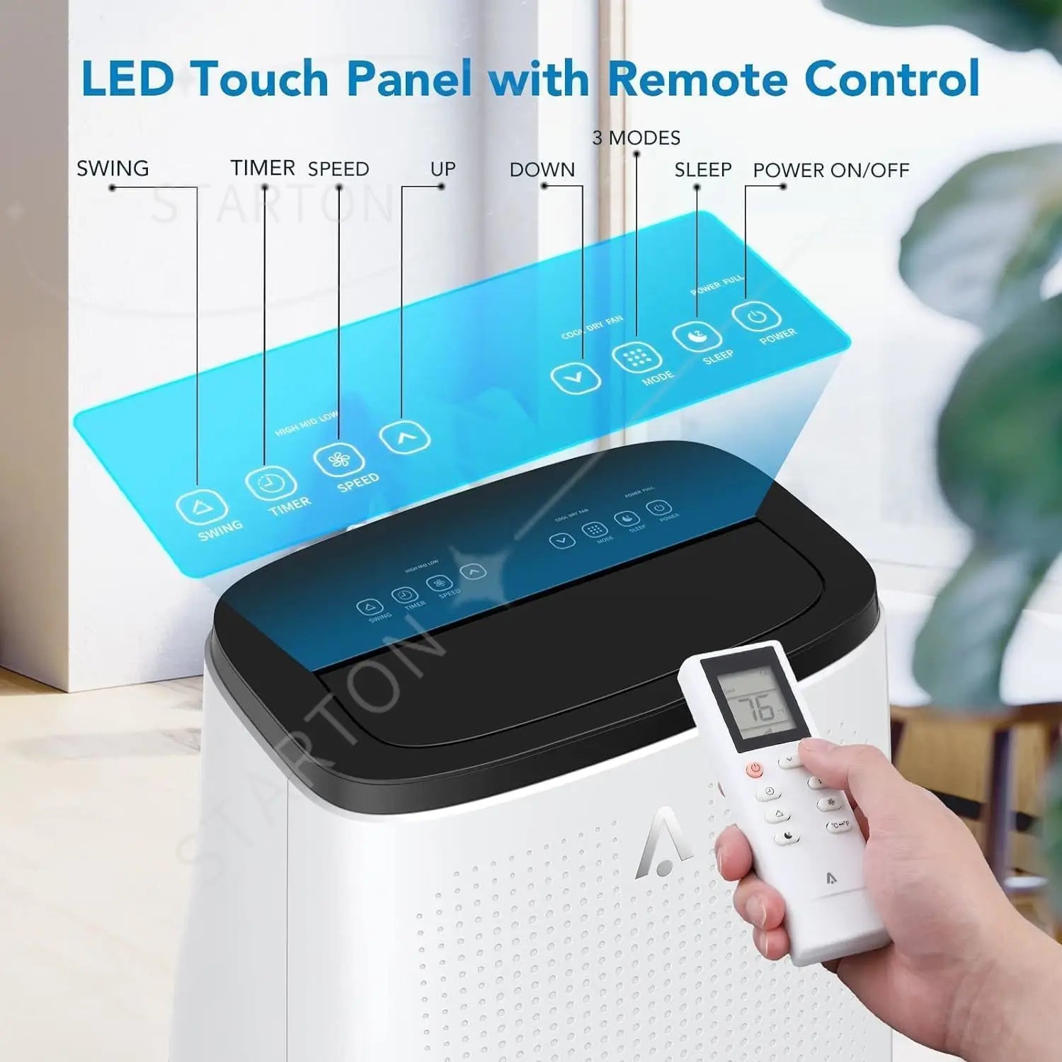 Climatiseur Mobile 14 000 BTU | Refroidit jusqu'à 750 pi², Déshumidificateur 3-en-1 et Télécommande