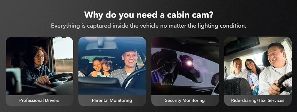 Caméra embarquée 3 canaux Wi-Fi avec DVR 1080p pour voiture (avant et intérieur), boîtier noir, surveillance de stationnement 24h/24, accessoires auto