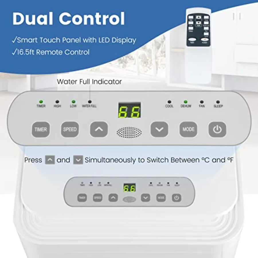 Climatiseur Mobile Silencieux | 3-en-1 avec Refroidissement, Ventilateur et Déshumidificateur