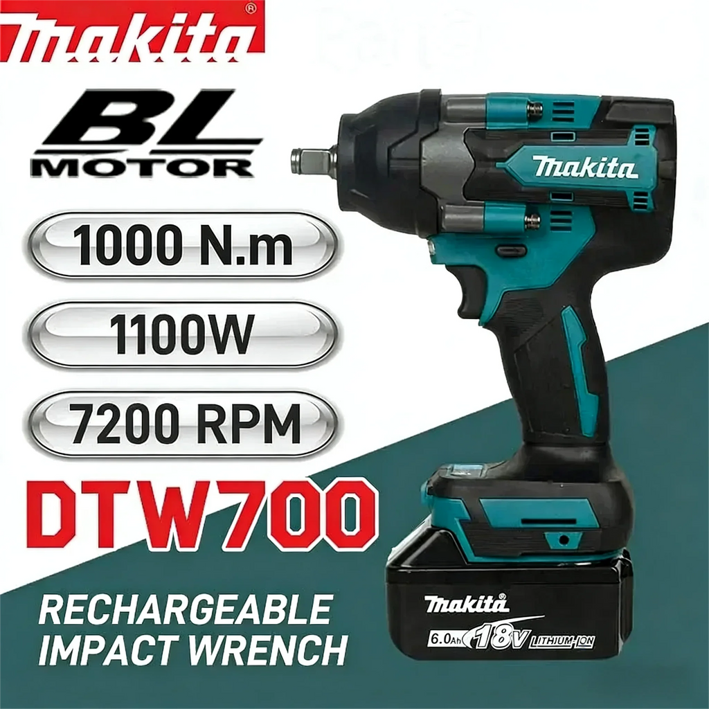Clé à chocs électrique sans fil Makita Brushless DTW700, outil électrique compatible avec les batteries 18 V, pour la réparation automobile