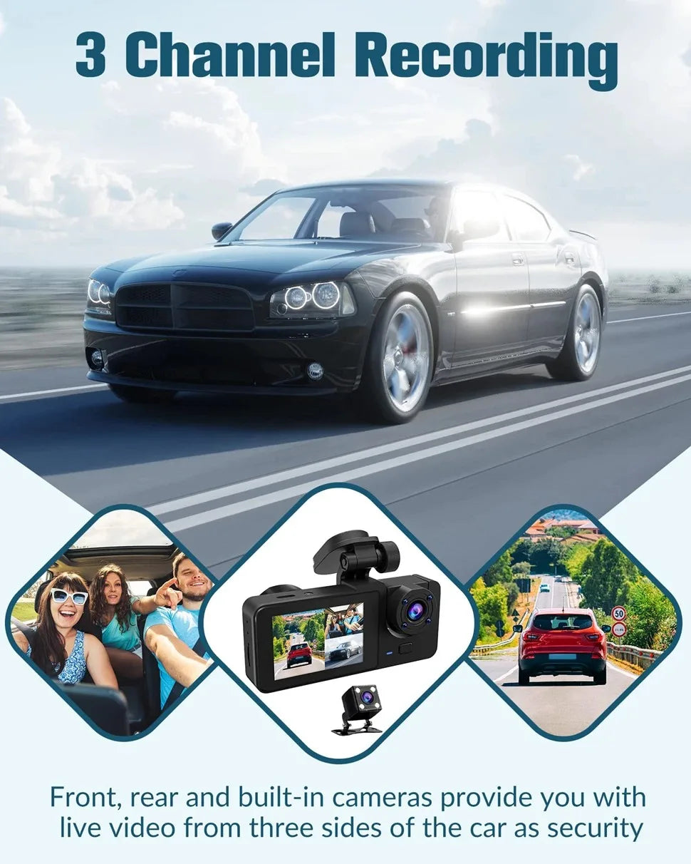 Caméra embarquée pour voiture, enregistreur vidéo HD 1080p, boîtier noir DVR à double objectif avec caméra de recul pour véhicule