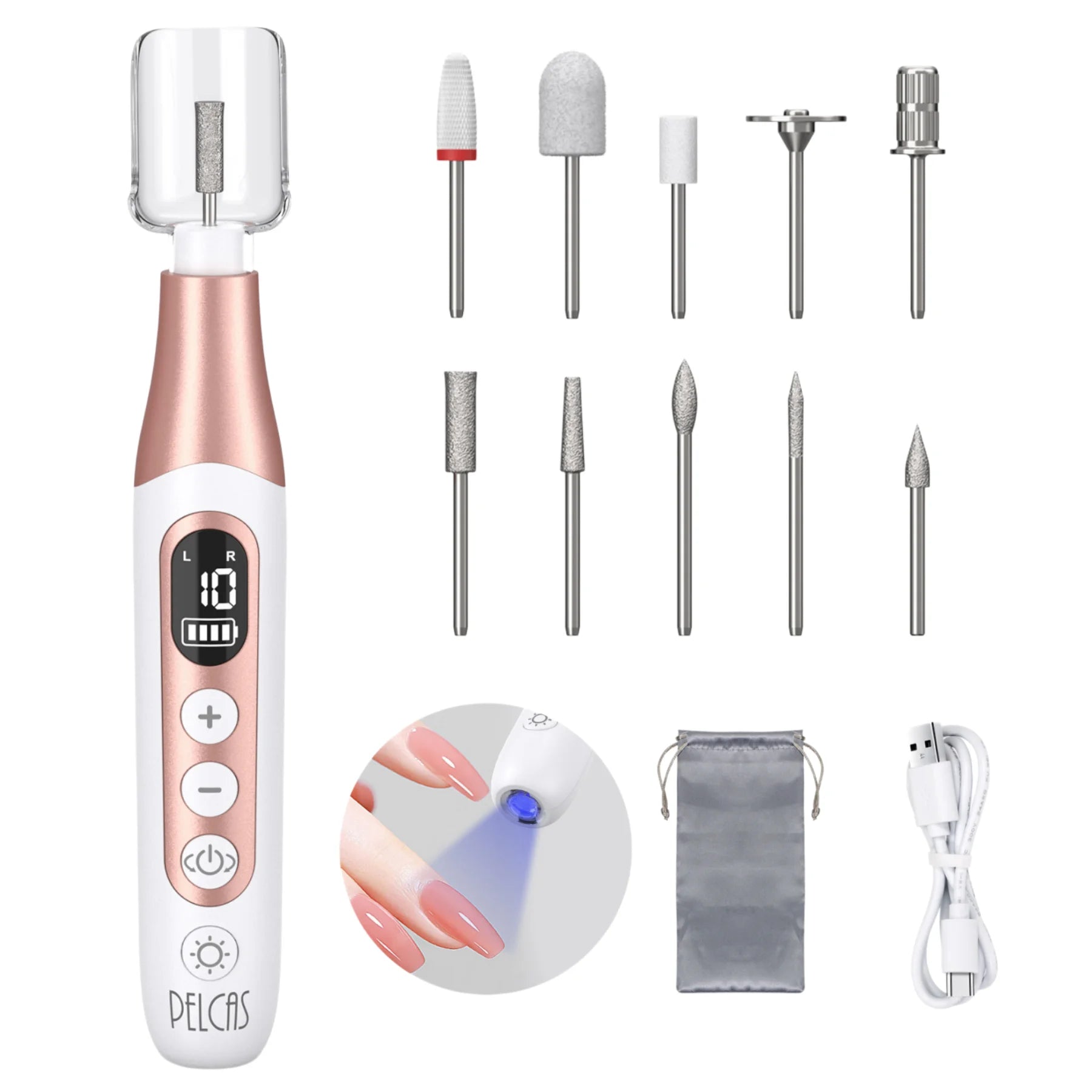 Lime à Ongles Électrique 45 000 RPM | Kit Manucure Portable avec UV, Recharge USB et Accessoires Professionnels