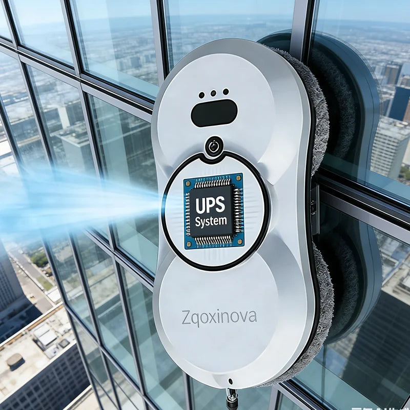 Robot aspirateur de vitres à jet d'eau avec réservoir, aspirateur intelligent pour vitres et murs, machine de nettoyage en une seule touche.