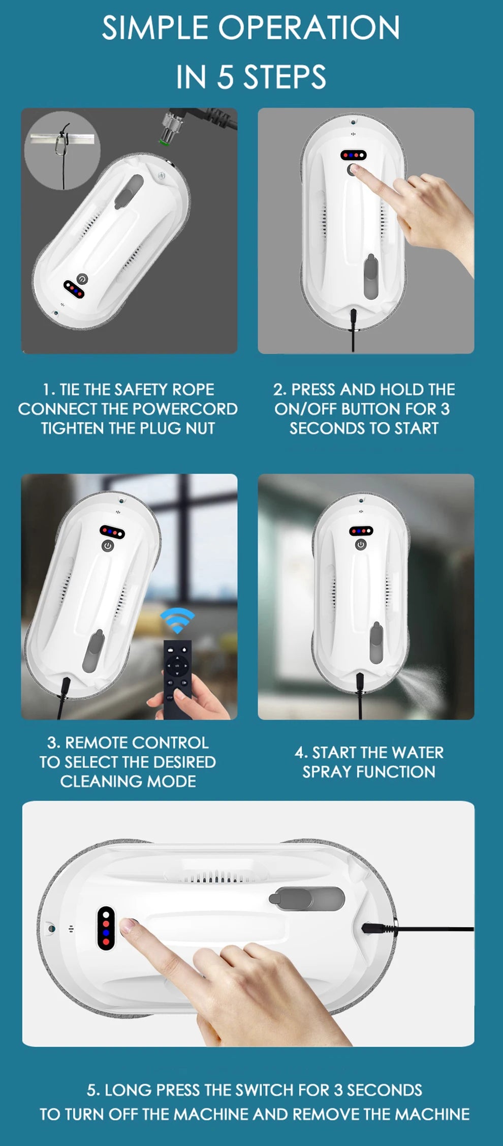 Robot nettoyeur de vitres Purerobo W-R4S : aspirateur robot ultra-fin à haute puissance d'aspiration pour le nettoyage des vitres de la maison