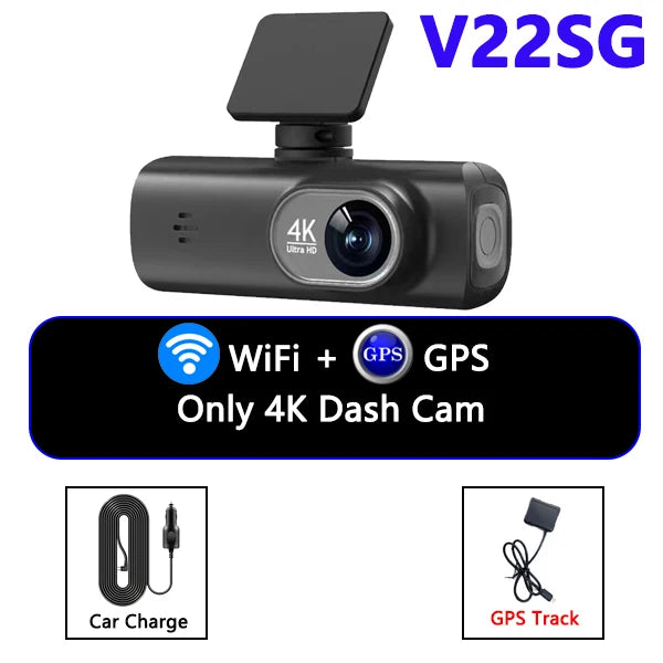 Caméra embarquée 4K UHD pour voiture, double objectif avant et arrière, GPS, Wi-Fi, mode parking 24h, vision nocturne, enregistreur vidéo DVR.