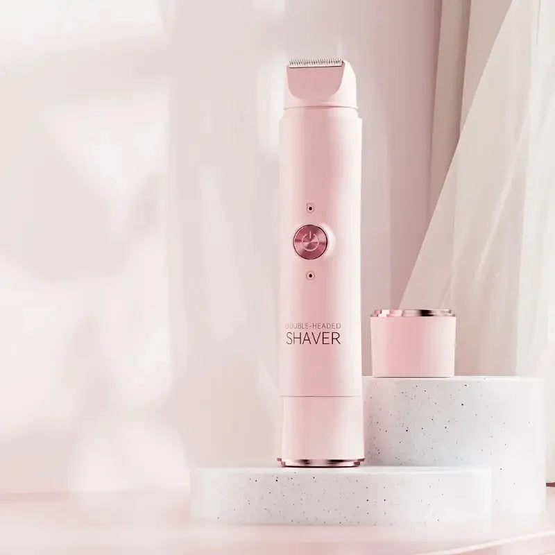 Rasoir électrique femme rotatif, double lame, rechargeable, usage corps et visage