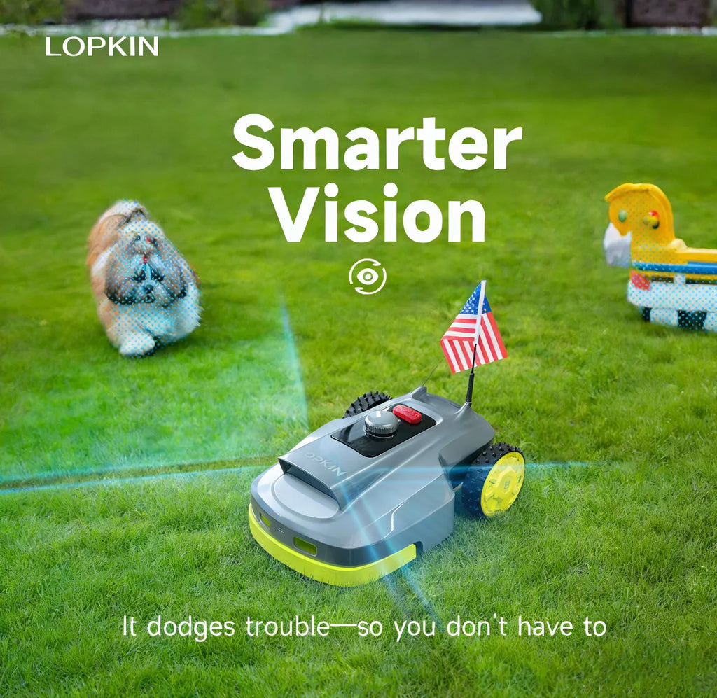 Robot tondeuse à gazon Lopkin L1600 à perception visuelle, navigation précise par IA, planification de parcours entièrement automatique, compagnon intelligent pour votre jardin