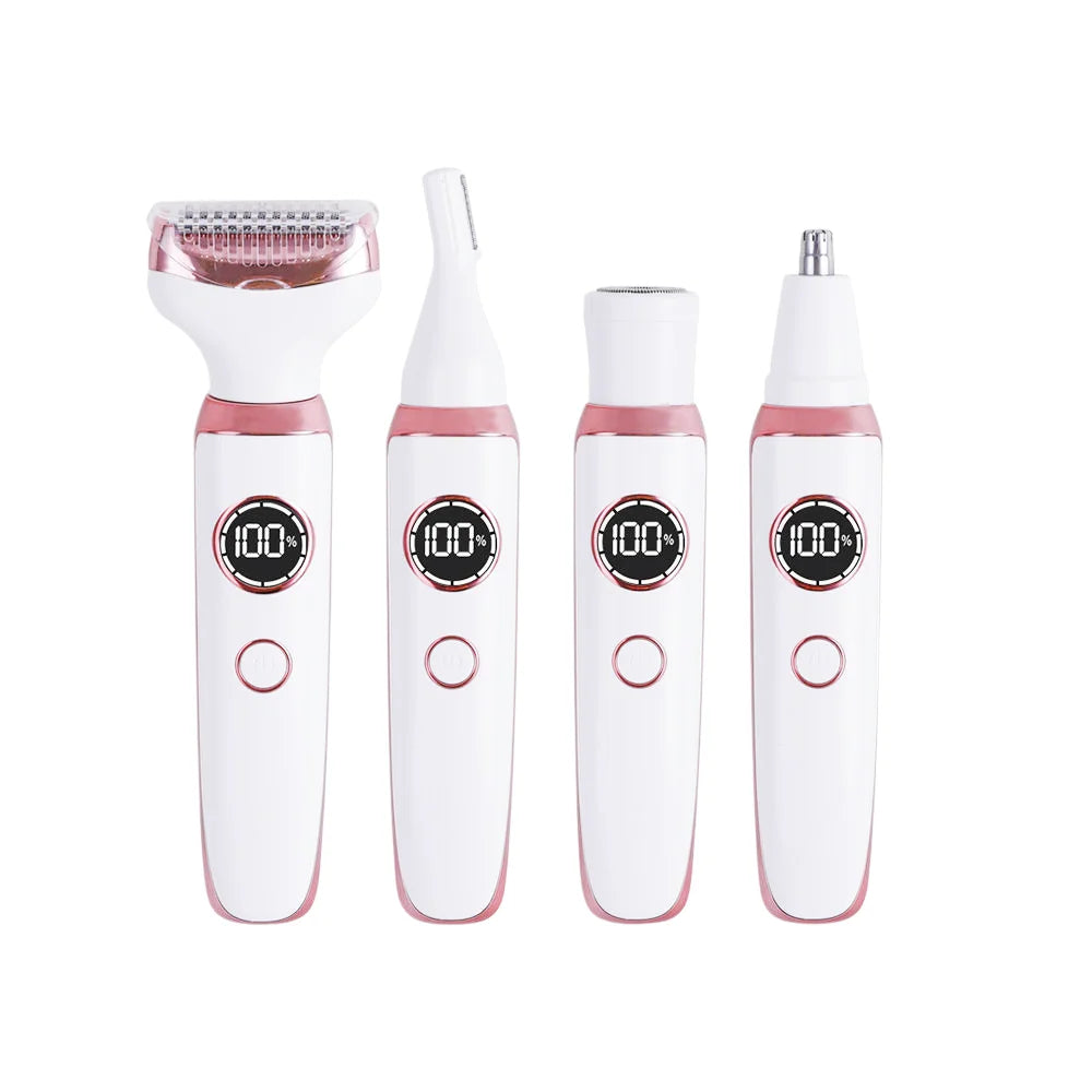 Rasoir électrique 4 en 1 pour femme, mini rasoir électrique, tondeuse, lames en acier inoxydable