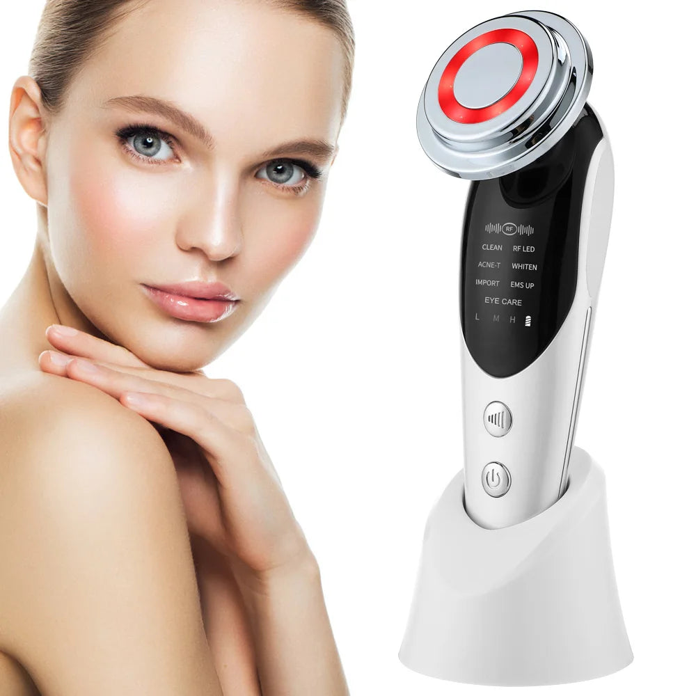 Masseur Facial 7-en-1 EMS & LED | Appareil de Beauté Anti-Âge pour Lifting et Raffermissement du Visage