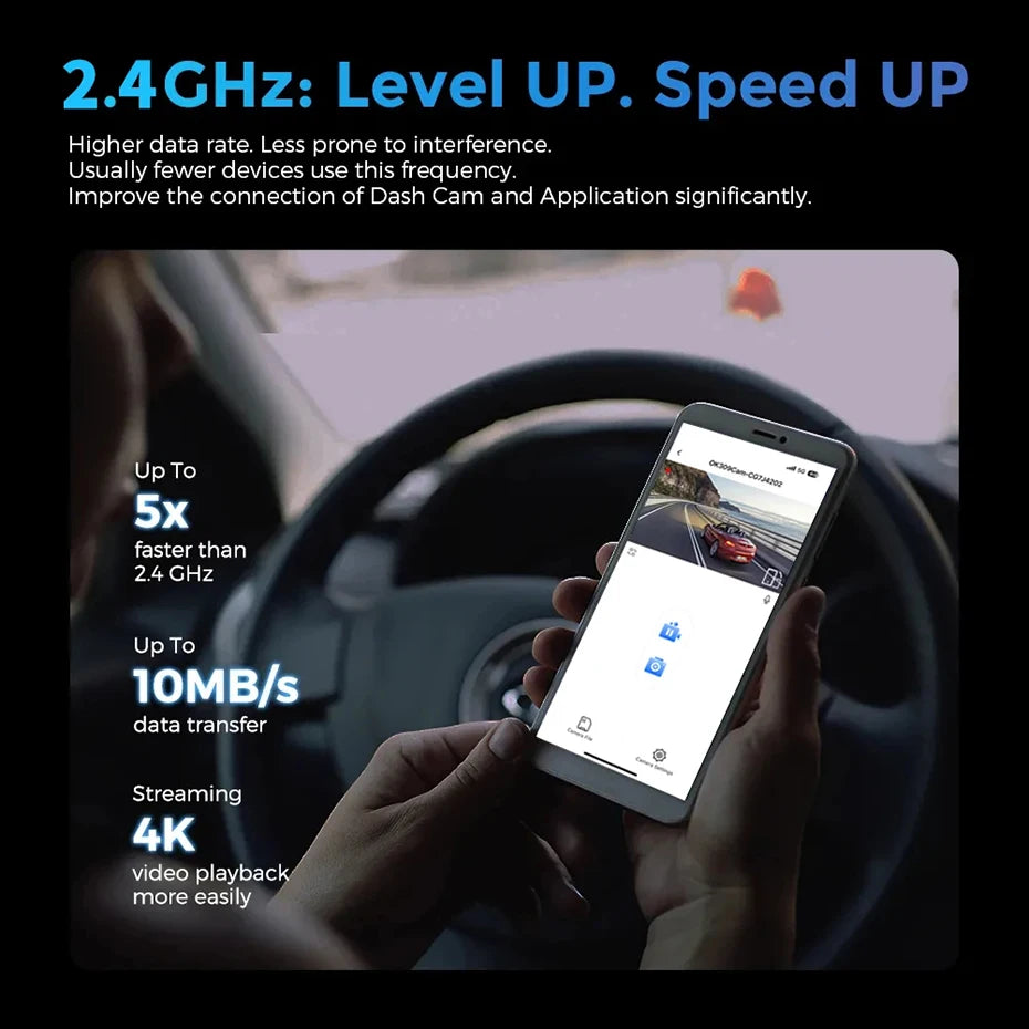 Caméra embarquée 4K UHD pour voiture, double objectif avant et arrière, GPS, Wi-Fi, mode parking 24h, vision nocturne, enregistreur vidéo DVR.