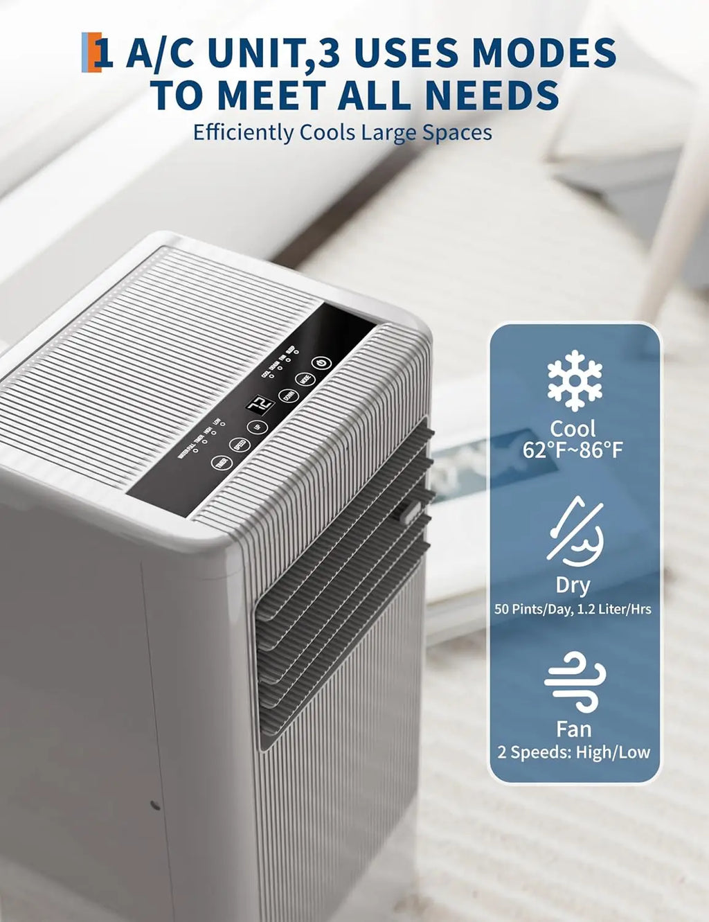 Climatiseur portable Acekool, alimentation CA, usage résidentiel