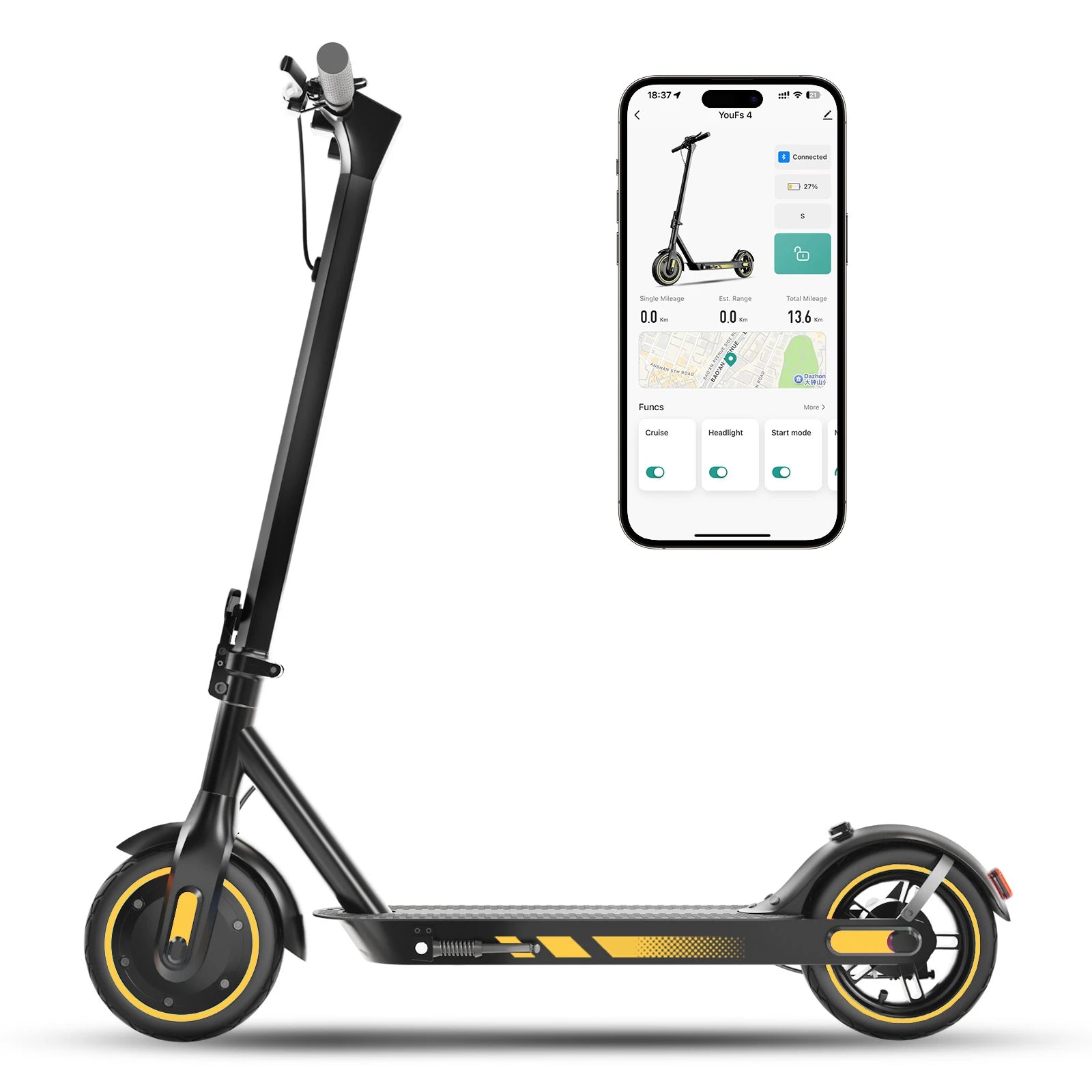 Trottinette électrique HiQiS V10 pliable, batterie 36 V 10,5 Ah, vitesse 40 km/h, autonomie 40-60 km