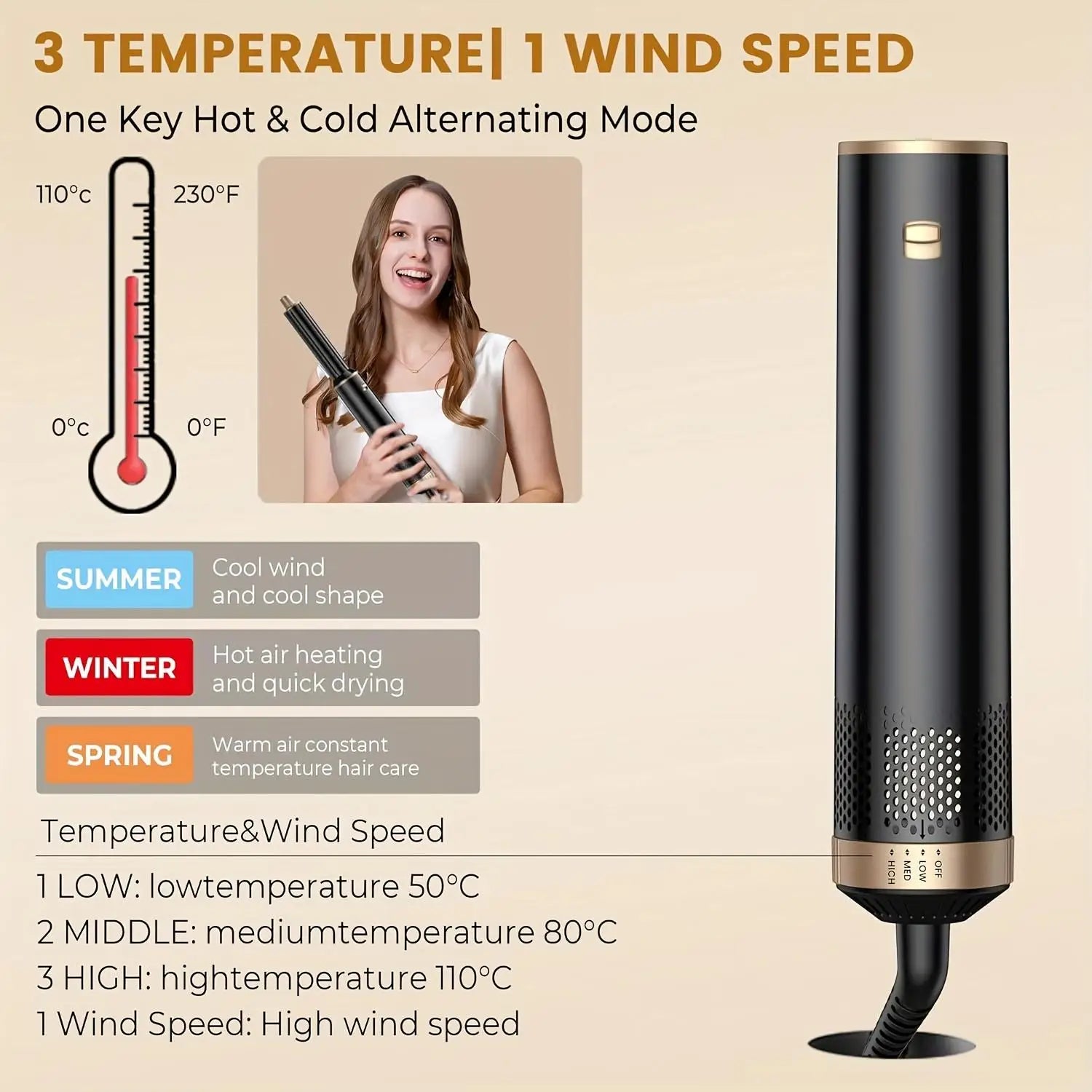 Brosse séchoir à air 5 en 1 UKLISS, brosse à air chaud pour boucler les cheveux, styler avec ionisation négative