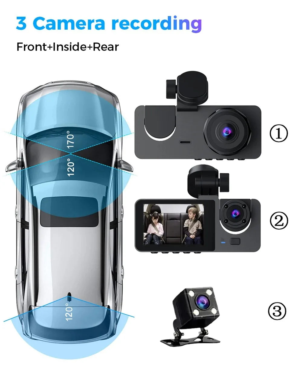 Caméra embarquée pour voiture, enregistreur vidéo HD 1080p, boîtier noir DVR à double objectif avec caméra de recul pour véhicule