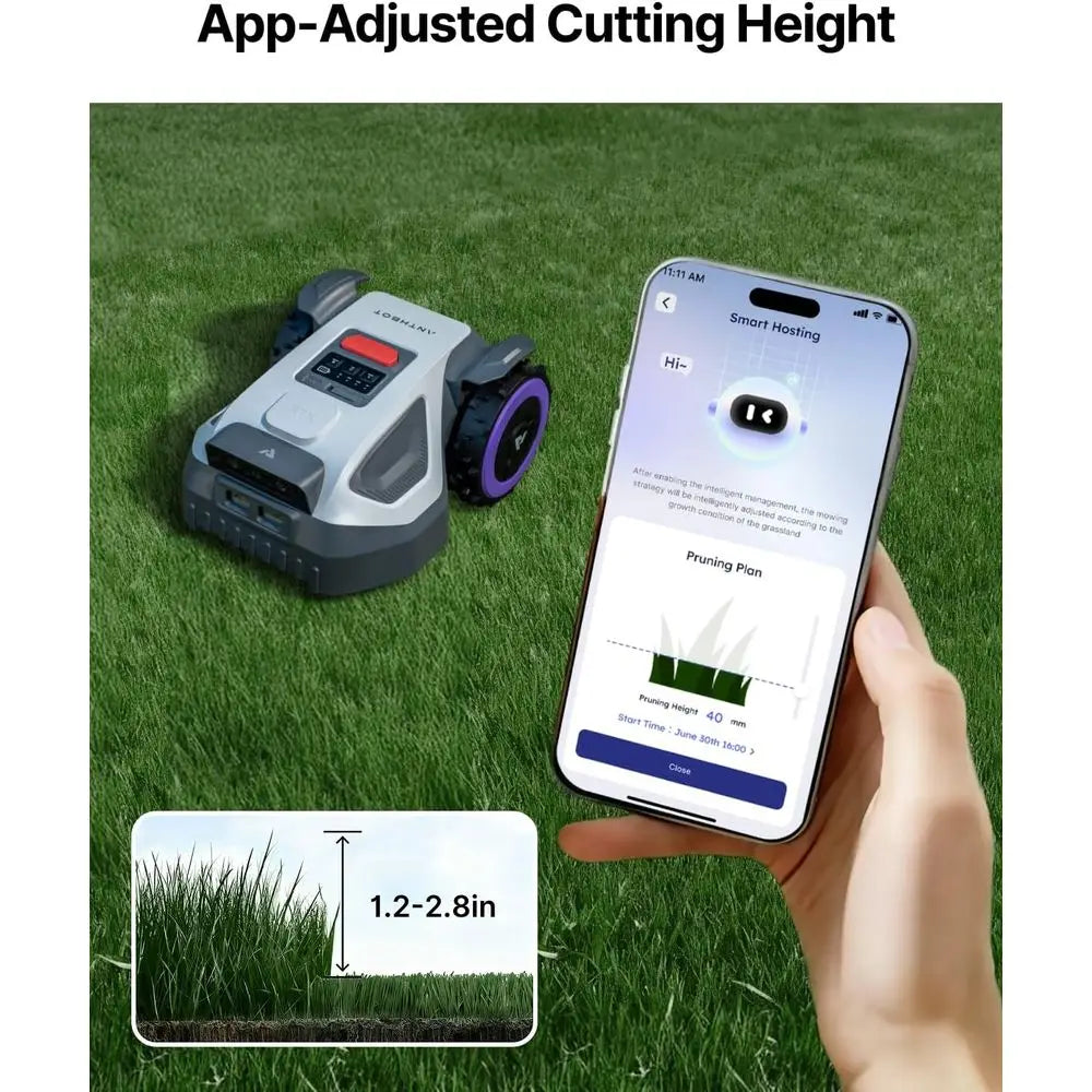 Tondeuse robot M5 pour pelouse de 500 m², double vision + RTK haute bande, sans fil périphérique, contrôle par application, évitement d'obstacles, 45 %