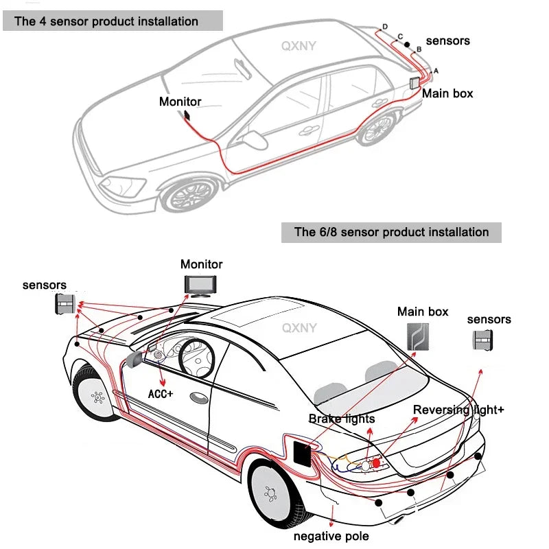 Kit de capteurs de stationnement Parktronic 4/6/8 avec radar de recul, alerte sonore et détection de distance par ultrasons pour voiture