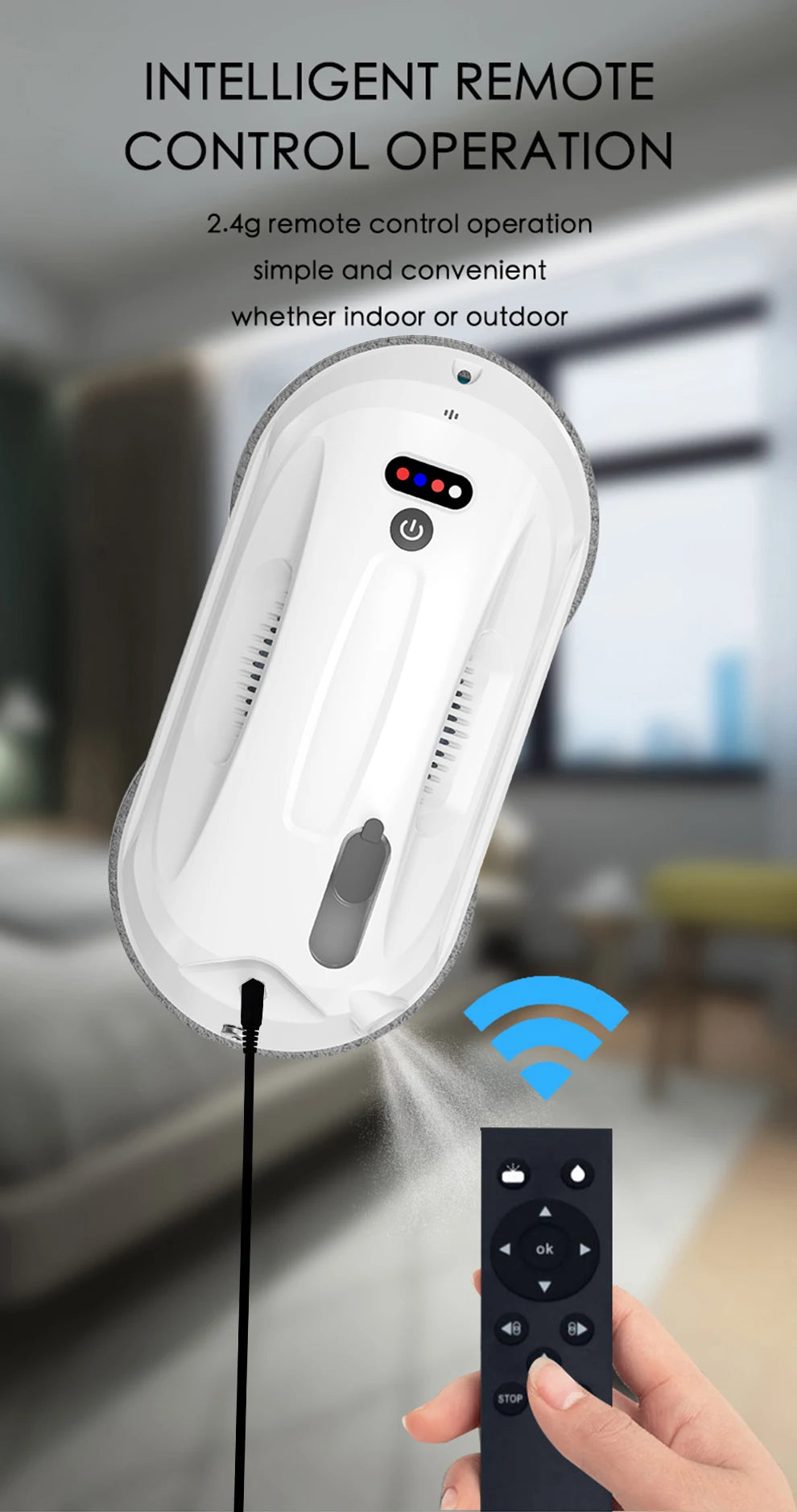 Robot nettoyeur de vitres Purerobo W-R4S : aspirateur robot ultra-fin à haute puissance d'aspiration pour le nettoyage des vitres de la maison
