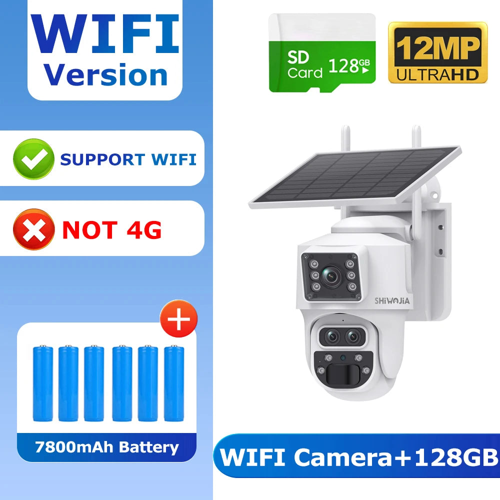 Caméra SHIWOJIA 6K 12 MP | PTZ Solaire, Triple Objectif, Zoom 15x, 4G SIM, Wi-Fi et UBox  Premium Marketplace Version