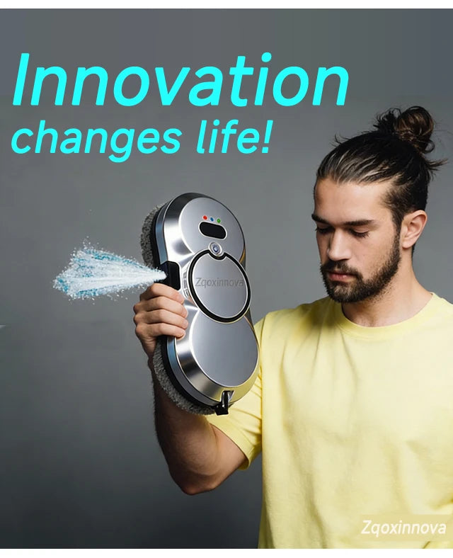 Robot aspirateur de vitres à jet d'eau avec réservoir, aspirateur intelligent pour vitres et murs, machine de nettoyage en une seule touche.