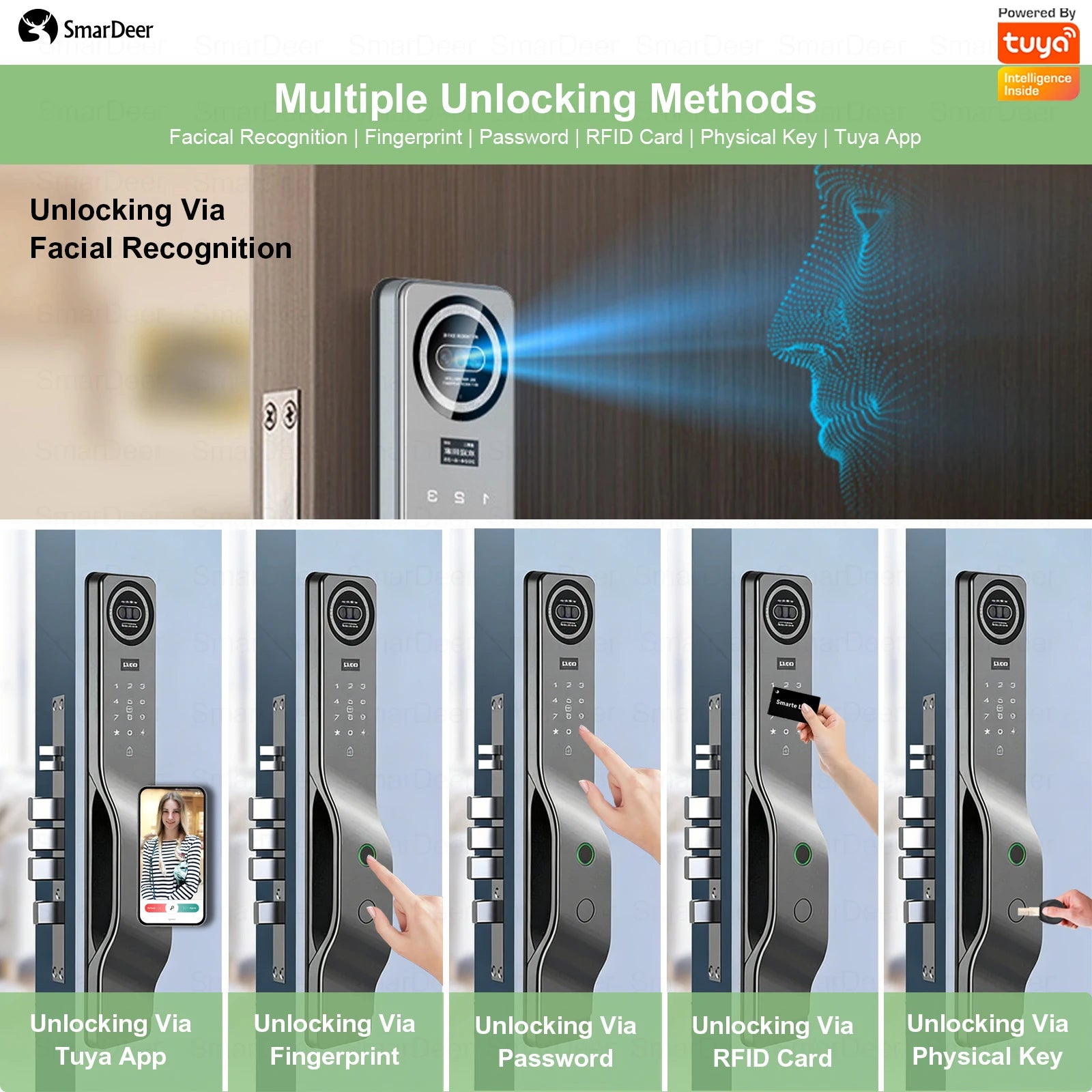 Serrure de porte intelligente Tuya avec reconnaissance faciale 3D, interphone vocal, vidéosurveillance, serrure électronique antivol pour la maison