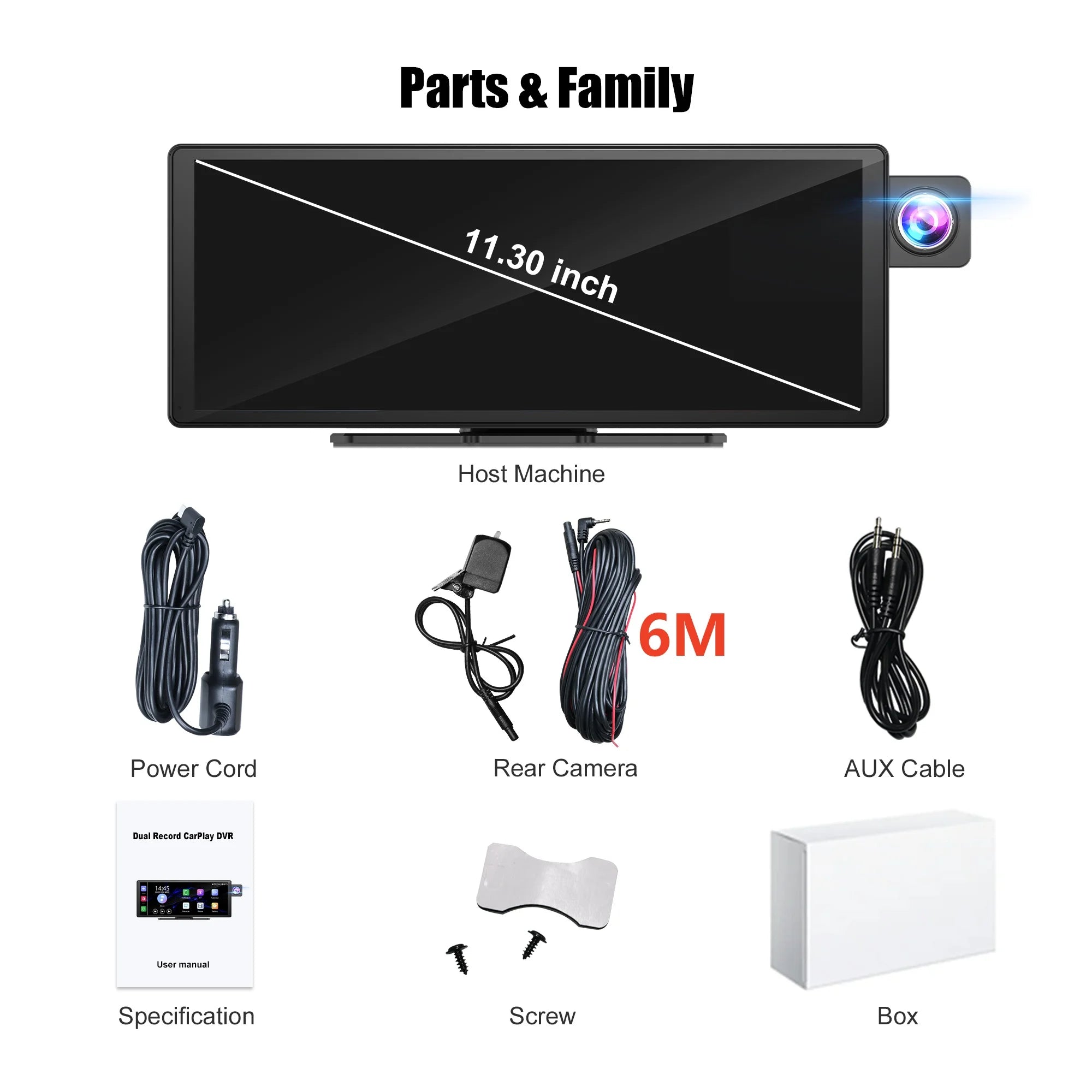 Moniteur Voiture 11,3" 4K | CarPlay Sans Fil, Android Auto, DVR, GPS et Caméra de Recul