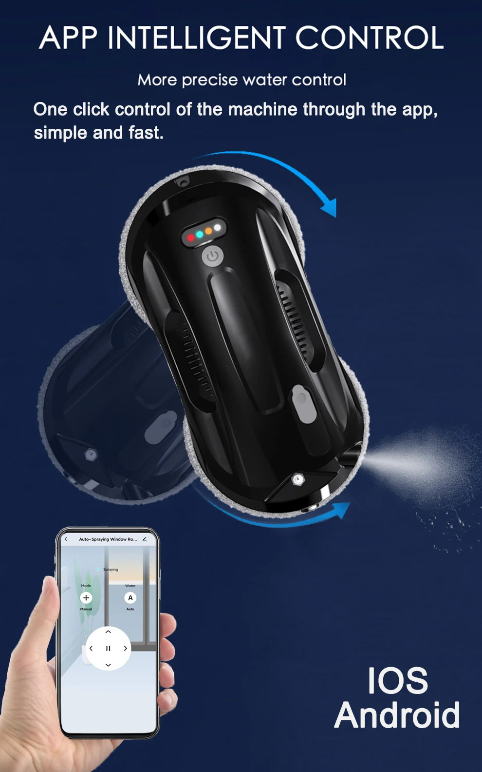 Robot nettoyeur de vitres Purerobo W-R4S : aspirateur robot ultra-fin à haute puissance d'aspiration pour le nettoyage des vitres de la maison