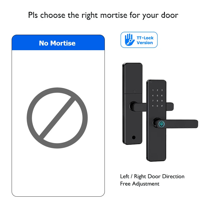 Serrure de porte intelligente Bluetooth TTLock avec application d'empreinte numérique, carte à code et écran tactile. Serrure électronique numérique de sécurité pour la maison.