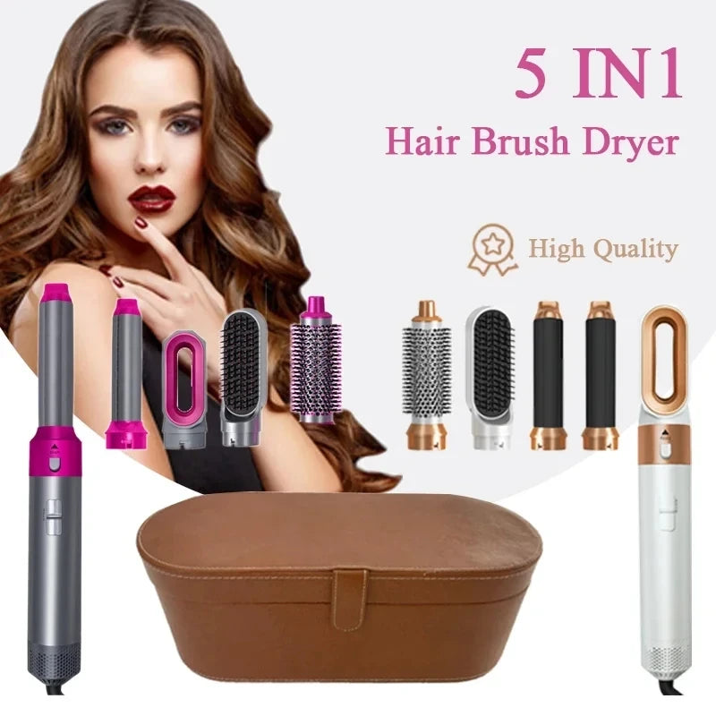 Sèche-cheveux 5 en 1, peigne électrique, brosse lissante à ions négatifs, brosse soufflante, kit de brosses amovibles