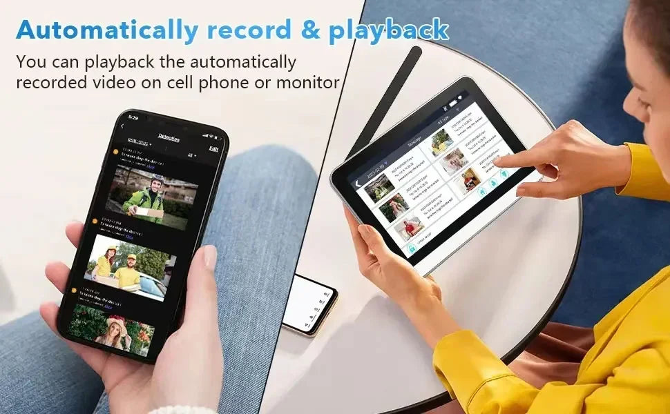 Sonnette vidéo sans fil extérieur ANJIELO 1080P WiFi avec caméra, écran tactile de 7 pouces, sans connexion requise