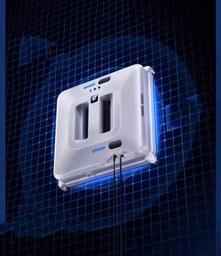 Robot nettoyeur de vitres à double jet d'eau, aspiration puissante automatique, système anti-chute pour le lavage des vitres extérieurs, télécommande