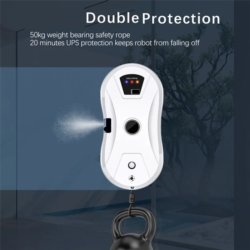 Robot nettoyeur de vitres ABAC avec jet d'eau, ultra-fin, essuie-vitres à sec et à eau, prise américaine.