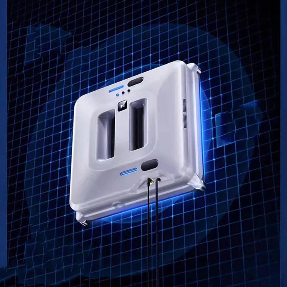 Robot nettoyeur de vitres à double jet d'eau, aspiration puissante automatique, système anti-chute pour le lavage des vitres extérieurs, télécommande
