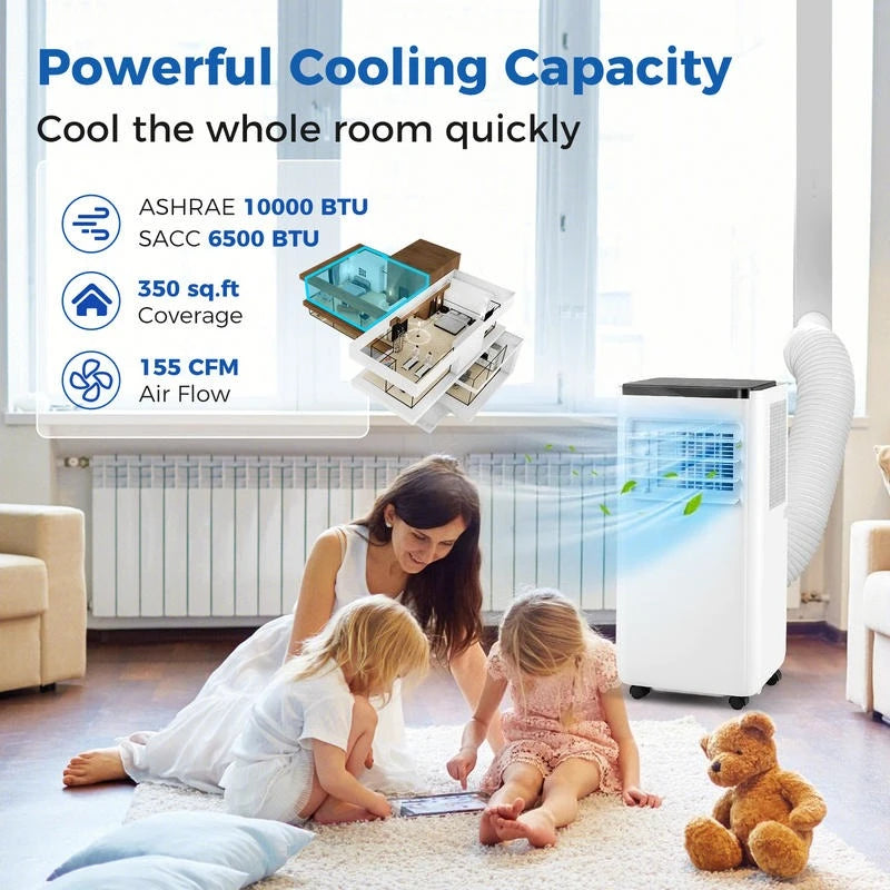Climatiseur portable de 10 000 BTU avec télécommande, refroidit jusqu'à 350 pieds carrés.