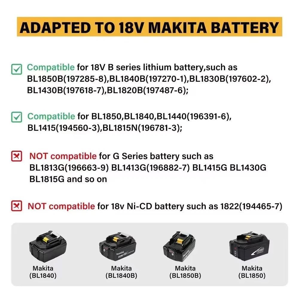 Sécateur électrique sans balais avec affichage LED 0/1, compatible Makita 18V (sans batterie).