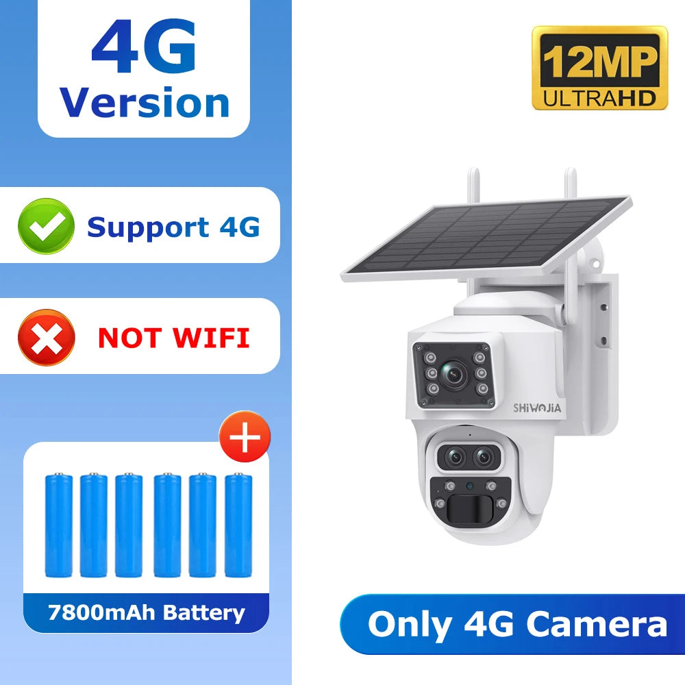 Caméra SHIWOJIA 6K 12 MP | PTZ Solaire, Triple Objectif, Zoom 15x, 4G SIM, Wi-Fi et UBox  Premium Marketplace Version